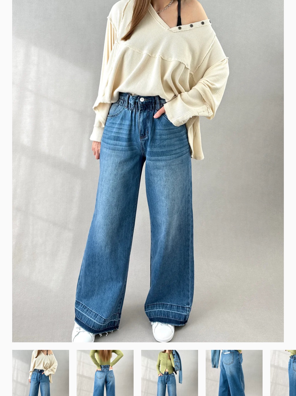 High-Rise Wide-Leg Women's Jeans In Medium Blue